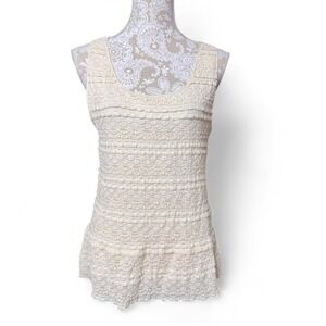 Romantic Cream Lace Frilly Tank Top Max Studio Size Large Cottage Core